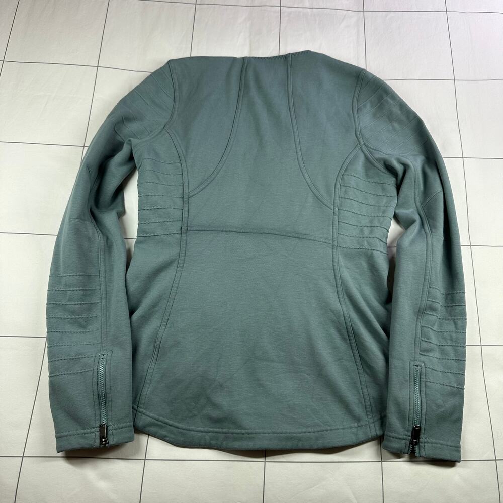 Athleta Jacket Womens Small Green Moto Full Zip Travel Commute Active Sporty - Picture 3 of 8
